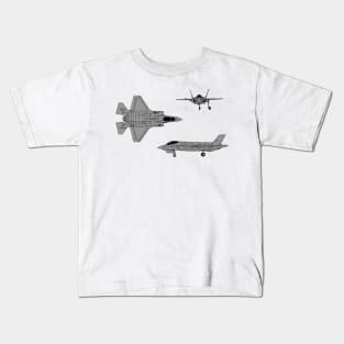 F-35 Lightning JSF Tri-View Kids T-Shirt